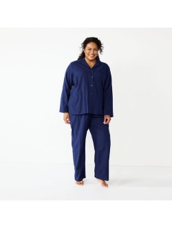 Plus Size Croft & Barrow Flannel Long Sleeve Pajama Shirt & Pajama Pants Set