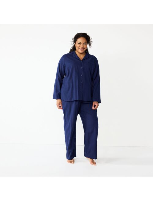 Plus Size Croft & Barrow® Flannel Long Sleeve Pajama Shirt & Pajama Pants Set