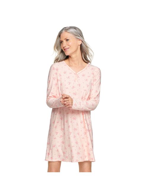 Women's Croft & Barrow® Long Sleeve Henley Sleepshirt