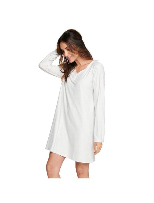 Women's Croft & Barrow® Long Sleeve Henley Sleepshirt