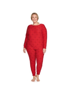 Plus Size Croft & Barrow Long Sleeve Pajama Top & Banded Bottom Pajama Pants Set