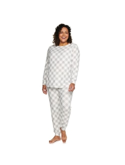 Plus Size Croft & Barrow Long Sleeve Pajama Top & Banded Bottom Pajama Pants Set