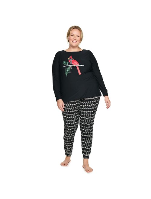 Plus Size Croft & Barrow® Long Sleeve Pajama Top & Banded Bottom Pajama Pants Set