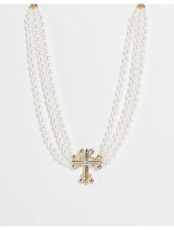 pearl necklace with cross charm