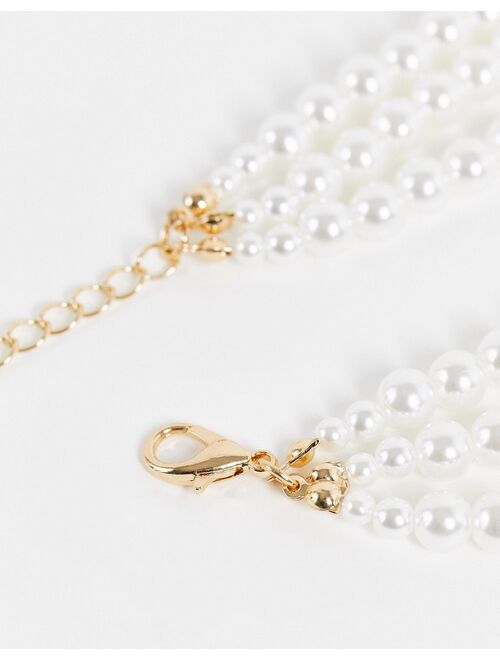 ASOS DESIGN pearl necklace with cross charm