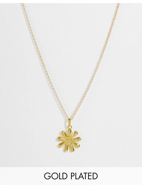 Image Gang 18k gold plated smile daisy necklace