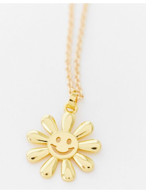 Image Gang 18k gold plated smile daisy necklace