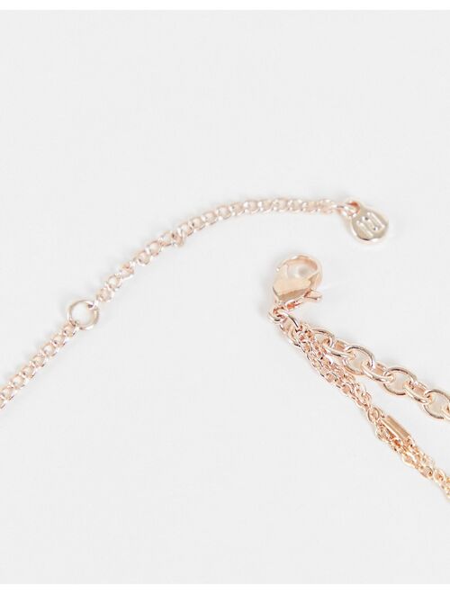 River Island coin multirow necklace in rose gold tone