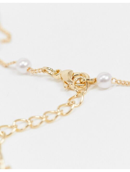 DesignB London Exclusive pearl choker necklace in gold