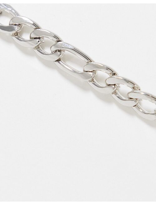 Reclaimed Vintage Inspired unisex chain necklace with faux crystal in silver