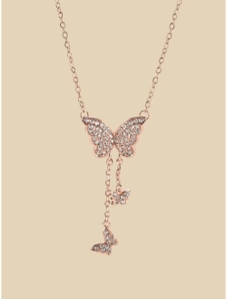 Zircon Butterfly Pendant Necklace