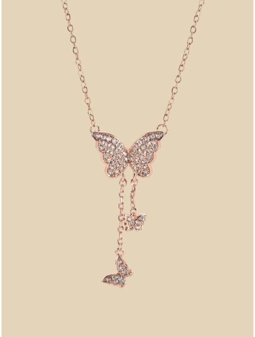 Shein Zircon Butterfly Pendant Necklace