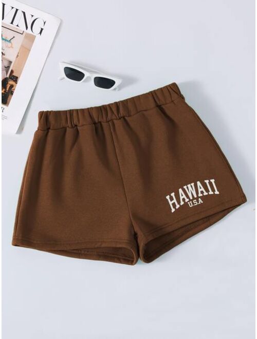 Shein Letter Graphic Track Shorts