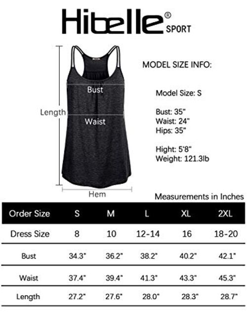 Hibelle Women's Workout Yoga Racerback Tank Tops with Built in Shelf Bra