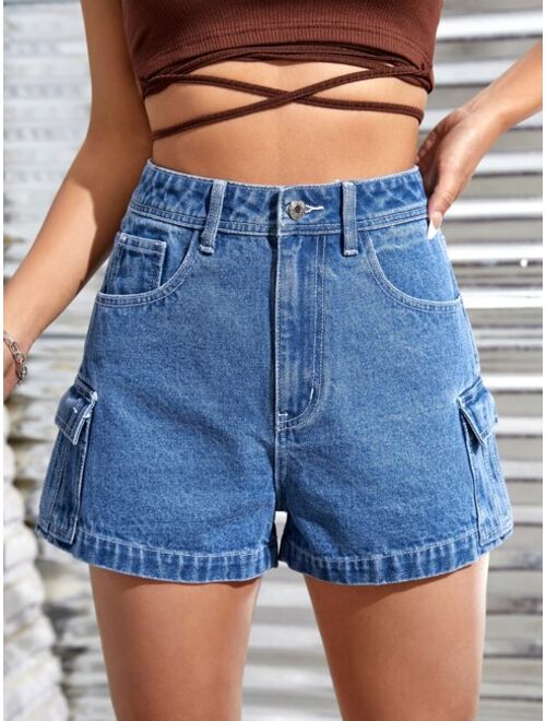 Shein Flap Pocket Denim Shorts