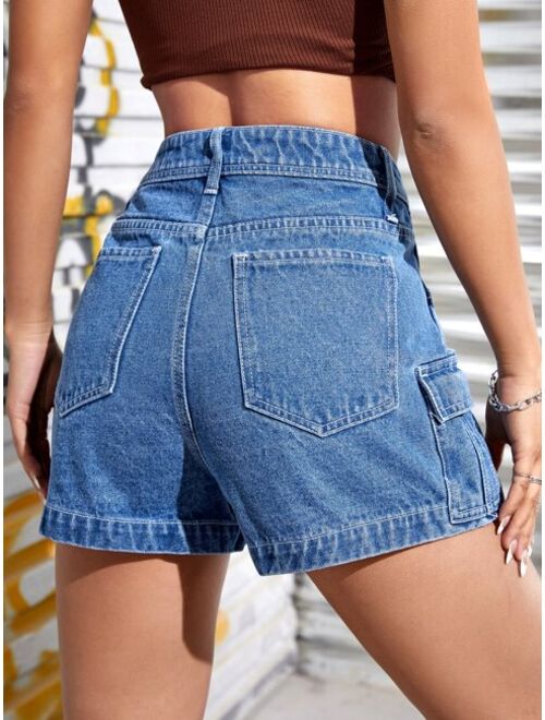 Shein Flap Pocket Denim Shorts