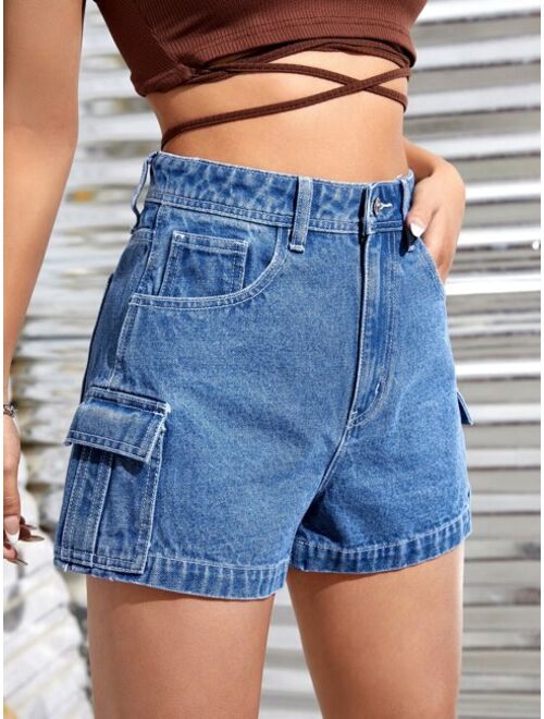 Shein Flap Pocket Denim Shorts