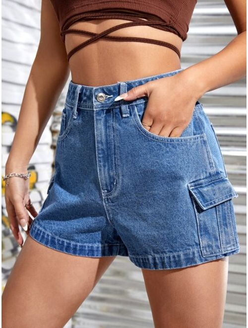 Shein Flap Pocket Denim Shorts