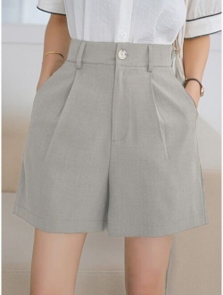 High Waist Slant Pockets Tailored Shorts