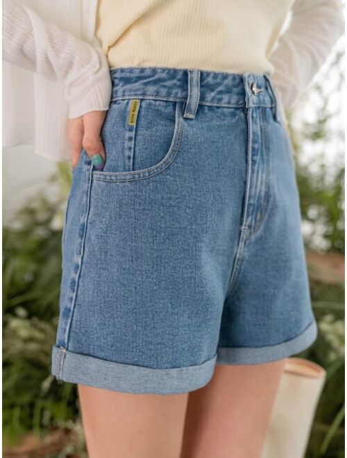 Buy DAZY Roll Up Hem Denim Shorts online | Topofstyle