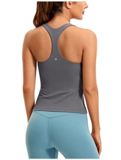 Butterluxe Workout Tank Tops for Women Built in Shelf Bras Padded - Racerback Athletic Spandex Yoga Camisole