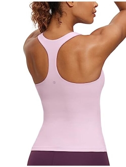 Butterluxe Workout Tank Tops for Women Built in Shelf Bras Padded - Racerback Athletic Spandex Yoga Camisole