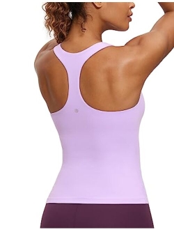 Butterluxe Workout Tank Tops for Women Built in Shelf Bras Padded - Racerback Athletic Spandex Yoga Camisole