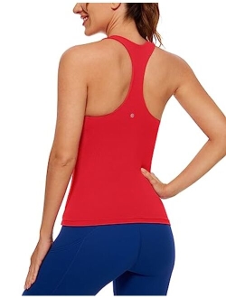 Butterluxe Workout Tank Tops for Women Built in Shelf Bras Padded - Racerback Athletic Spandex Yoga Camisole