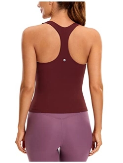 Butterluxe Workout Tank Tops for Women Built in Shelf Bras Padded - Racerback Athletic Spandex Yoga Camisole