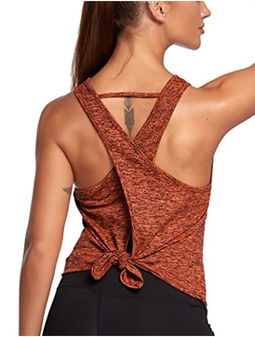 Heledok Workout Tank Tops for Women Built in Bra Racerback Running Yoga Sports Tops Loose fit Gym Workout Clothes