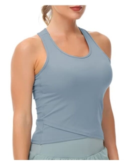 Womens Racerback Workout Tank Tops with Built in Bra Sleeveless Running Yoga Shirts Slim Fit