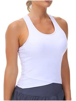 Womens Racerback Workout Tank Tops with Built in Bra Sleeveless Running Yoga Shirts Slim Fit