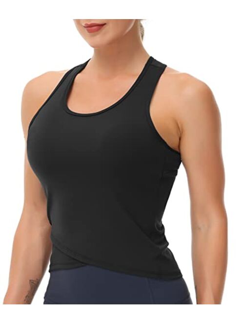 The Gym People Women’s Racerback Workout Tank Tops with Built in Bra Sleeveless Running Yoga Shirts Slim Fit