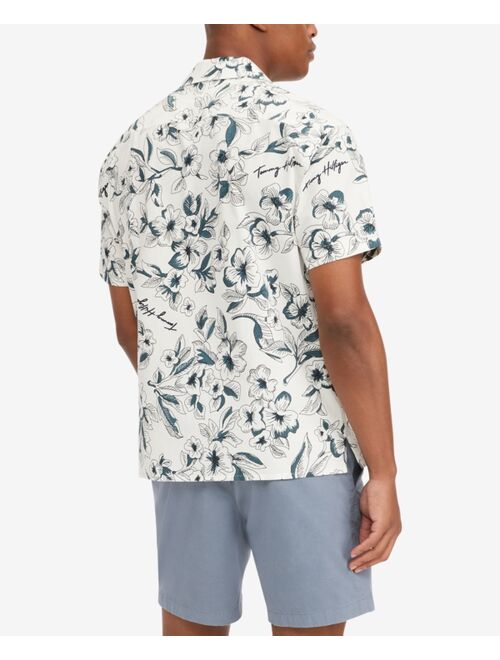 TOMMY HILFIGER Men's TH Flex Beach Toile Short Sleeve Custom Fit Shirt