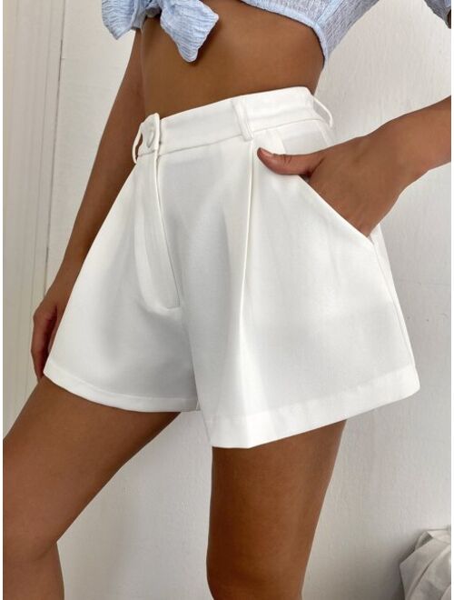 Shein Solid Wide Leg Slant Pocket Shorts