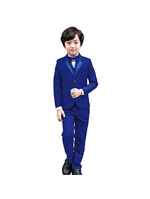 Lontakids 5Pcs Boys Suit Black Tuxedo Blazer Vest Bowtie Set Kids Formal Suits for Wedding Party