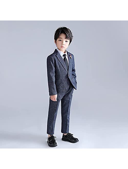 lontakids Boys Plaid Blazer Pants Set Casual Suit Classic Kids 2 Piece Sport Coats Outfits