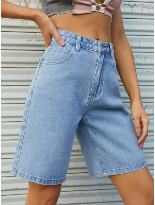 Shein High Waist Wide Leg Denim Shorts