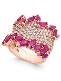 COLLECTION Rosa by EFFY Ruby (3-1/4 ct. t.w.) & Diamond (1-3/8 ct. t.w.) Ring in 14k Rose Gold