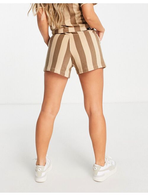 PUMA Downtown terrycloth shorts in brown stripe - Exclusive to ASOS