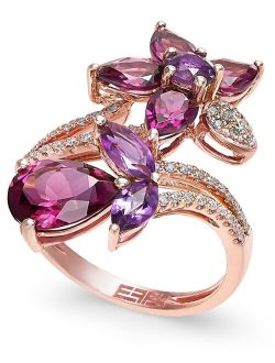 COLLECTION Bordeaux by EFFY Multi-Stone (5-1/4 ct. t.w.) and Diamond (1/5 ct. t.w.) Flower Ring in 14k Rose Gold