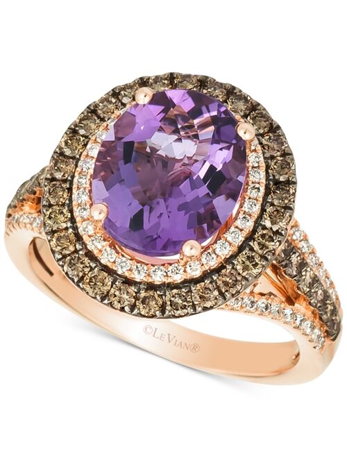 LE VIAN Deep Sea Blue Topaz (4 ct. t.w.) & Diamond (7/8 ct.t.w.) Statement Ring in 14k Rose Gold (Also in Opal, Citrine, Amethyst, Garnet & Mint Julep Quartz)