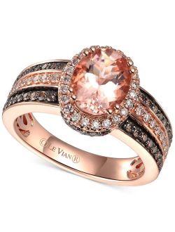 LE VIAN Peach Morganite (1-1/3 ct.-t.w.) & Diamond (5/8 ct. t.w.) Ring in 14k Rose Gold