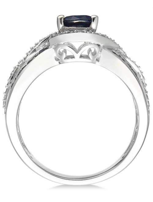 MACY'S Sapphire (2-3/4 ct. t.w.) and Diamond (1/3 ct. t.w.) Ring in 14k White Gold