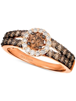 LE VIAN Chocolate Diamond (1 ct. t.w.) & Nude Diamond (1/8 ct. t.w.) Halo Ring in 14k White, Yellow or Rose Gold