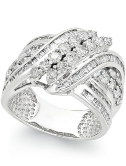 MACY'S Diamond Double-Row Center Ring (2 ct. t.w.) in 14k Gold , 14K White Gold or 14K Rose Gold