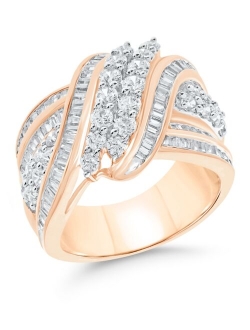 MACY'S Diamond Double-Row Center Ring (2 ct. t.w.) in 14k Gold , 14K White Gold or 14K Rose Gold