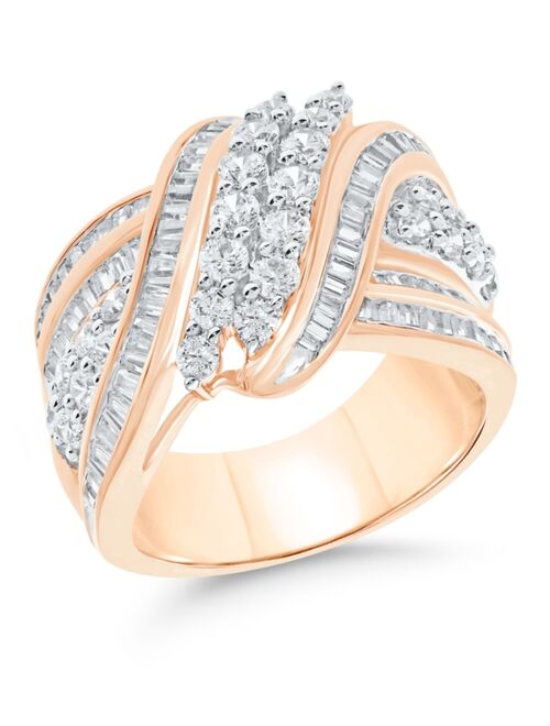 MACY'S Diamond Double-Row Center Ring (2 ct. t.w.) in 14k Gold , 14K White Gold or 14K Rose Gold