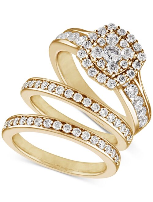 MACY'S Diamond Three-Piece Ring Set (2 ct. t.w.) in 14k White, Yellow and Rose Gold