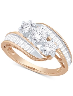 MACY'S Diamond Bypass Ring in 14k White, Yellow or Rose Gold (1-1/2 ct. t.w.)